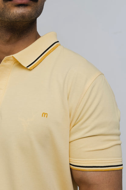 M Emblem Stretch Polo Tipping Collar (Lemon)