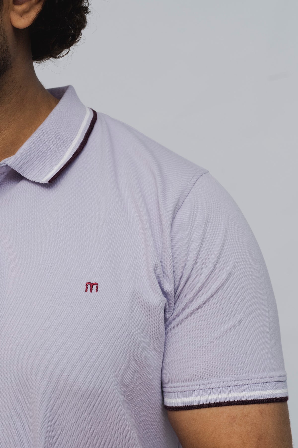 M Emblem Stretch Polo Tipping Collar (Lilac)
