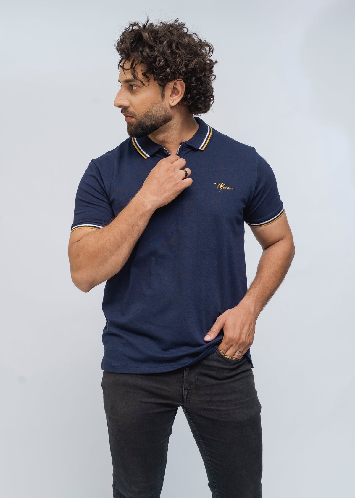 Zénzip  Signature Stretch Polo  (Navy)